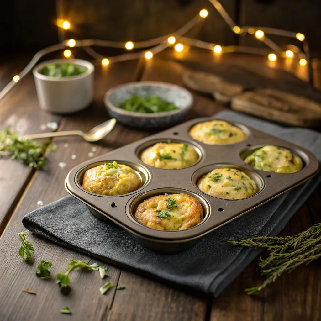 Baked zucchini egg muffins in a muffin tin, perfect for a high-protein, low-carb Zepbound breakfast or snack.