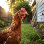 Cinnamon Queen chicken in a backyard