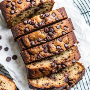 Slice of chocolate chip banana bread